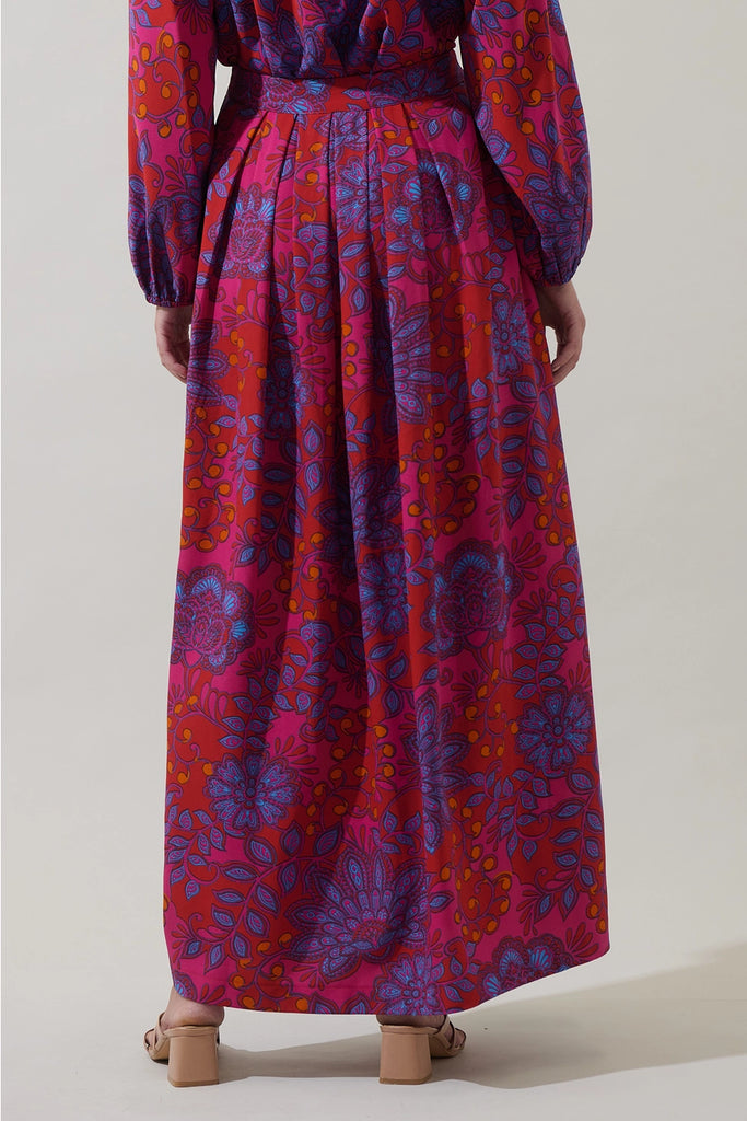 FINAL SALE - Darret Floral Lucie Pleated Maxi Skirt