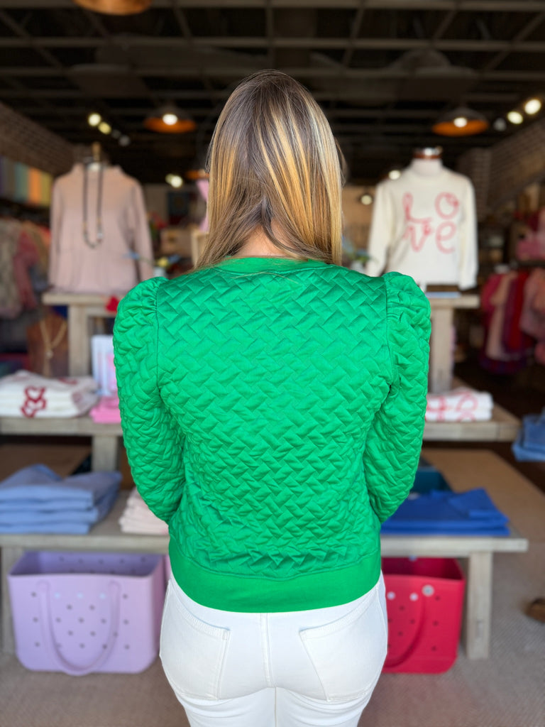 FINAL SALE - Yulia Quilted Kelia Puff Long Sleeve Top