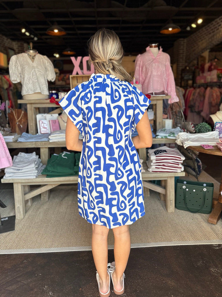 Mila Patterned Dress Blue
