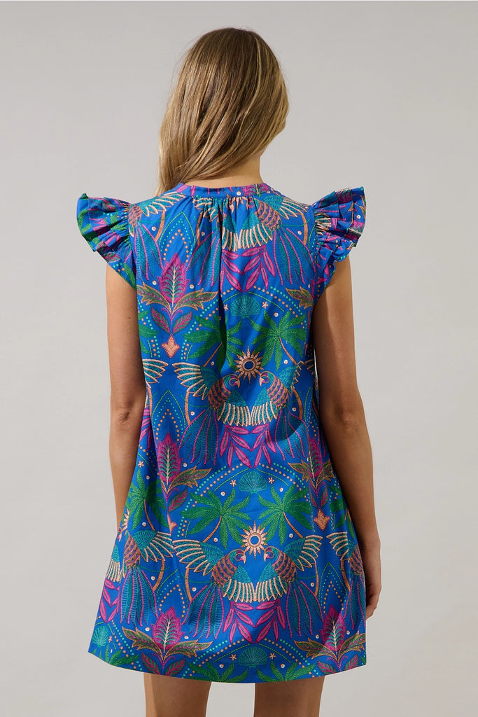 Yori Tropical Evalyn Ruffle Mini Dress