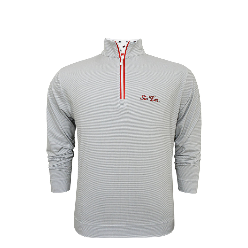 UGA Sic' Em Script Pin Dot Stripe Pullover White/Red