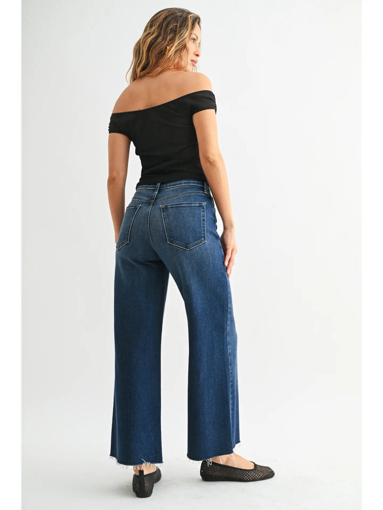 Dark Denim Scissor Cut Wide Leg Pant