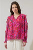 Anais Floral Raj Ruffle Balloon Sleeve Top
