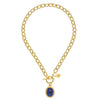 Gold Oval & Blue Lapis Stone Toggle Necklace