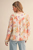 Cream Multi Floral Balloon Sleeve Top