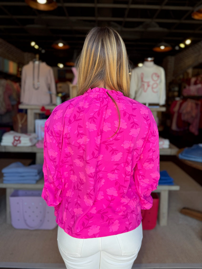 FINAL SALE - Clever Floral Split Neck Blouse