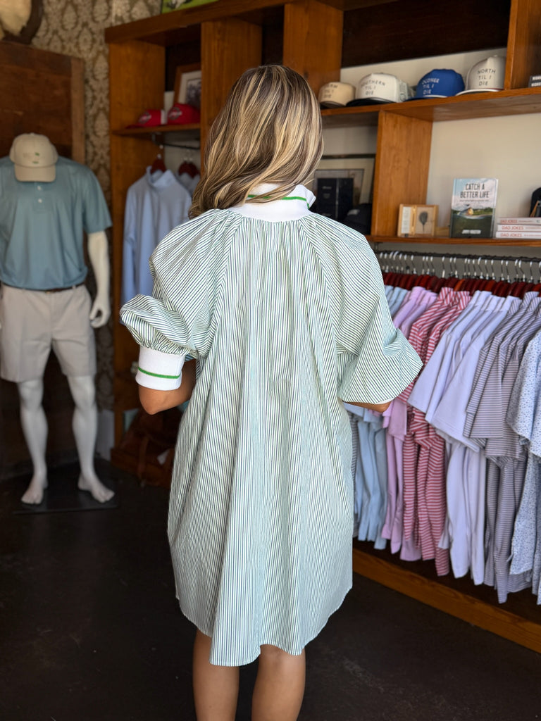 Julie Mock Neck Band Puff Sleeve Mini Dress