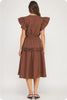 FINAL SALE - Chocolate Textured Ruffle Midi Dress