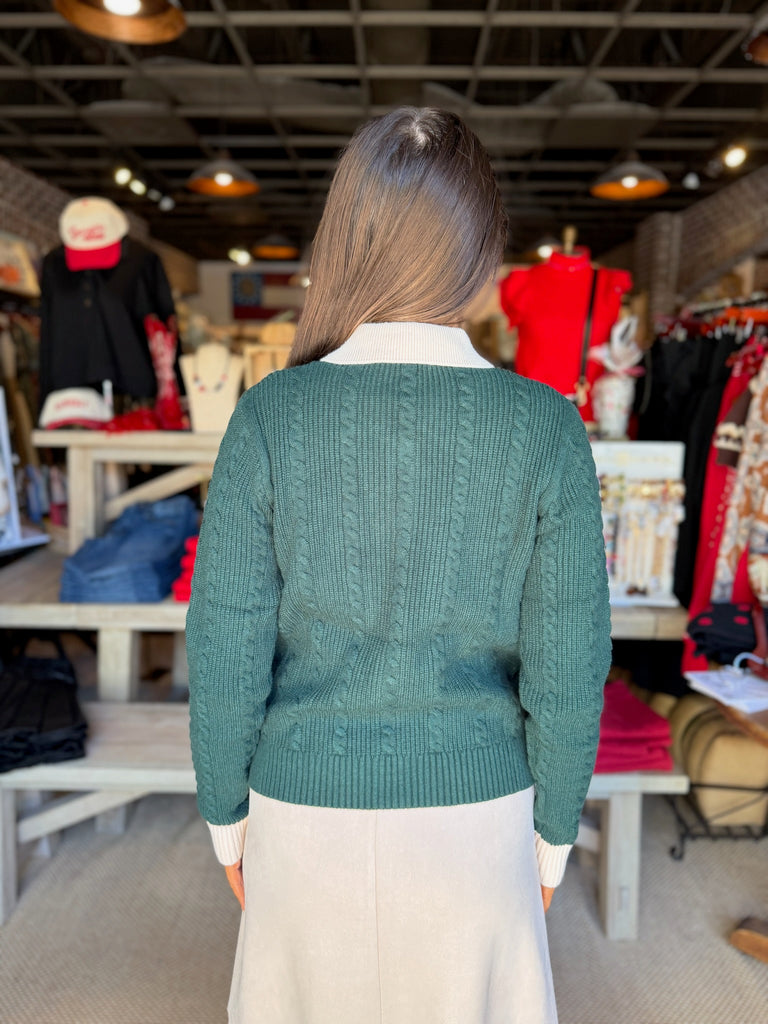 Green Button Up Knitted Cardigan