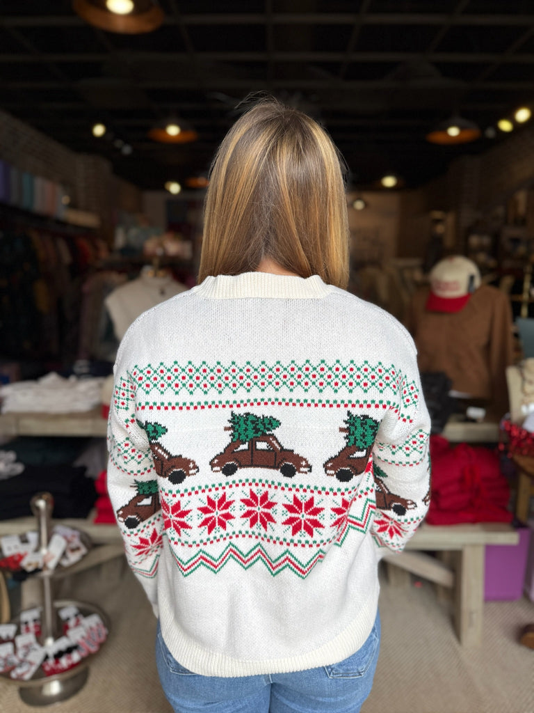 FINAL SALE - "Christmas Tree Car" Sweater