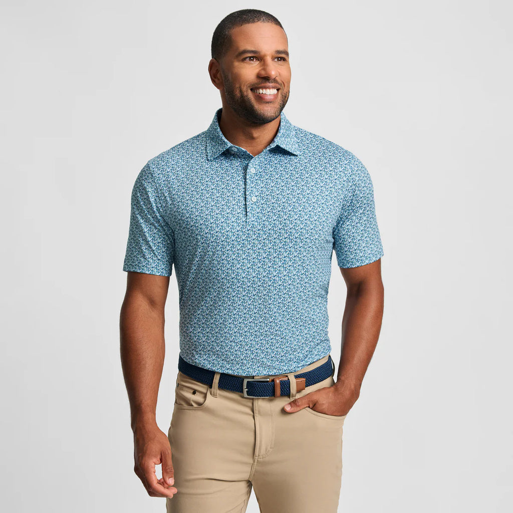 FINAL SALE - Ashen Green Pondersoa Pine Printed Performance Polo