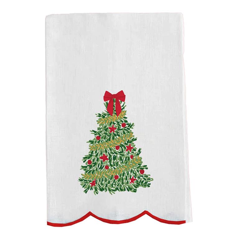 Holiday Embroidered Tea Towel