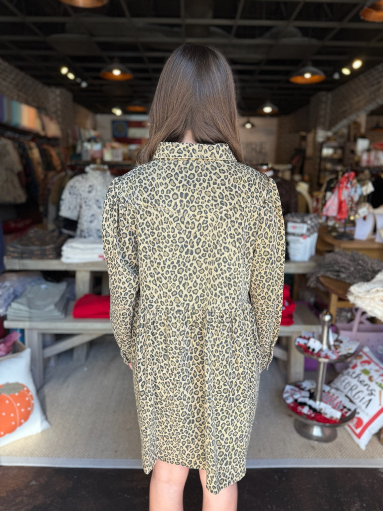 FINAL SALE - Denim Leopard Mini Dress