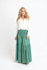 FINAL SALE - Green Floral Stripe Tier Smock Maxi Skirt