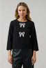 FINAL SALE - Kaida Bow Lumie Long Sleeve Top Black