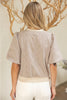 Taupe Ruffle Ribbed Knit Print Top