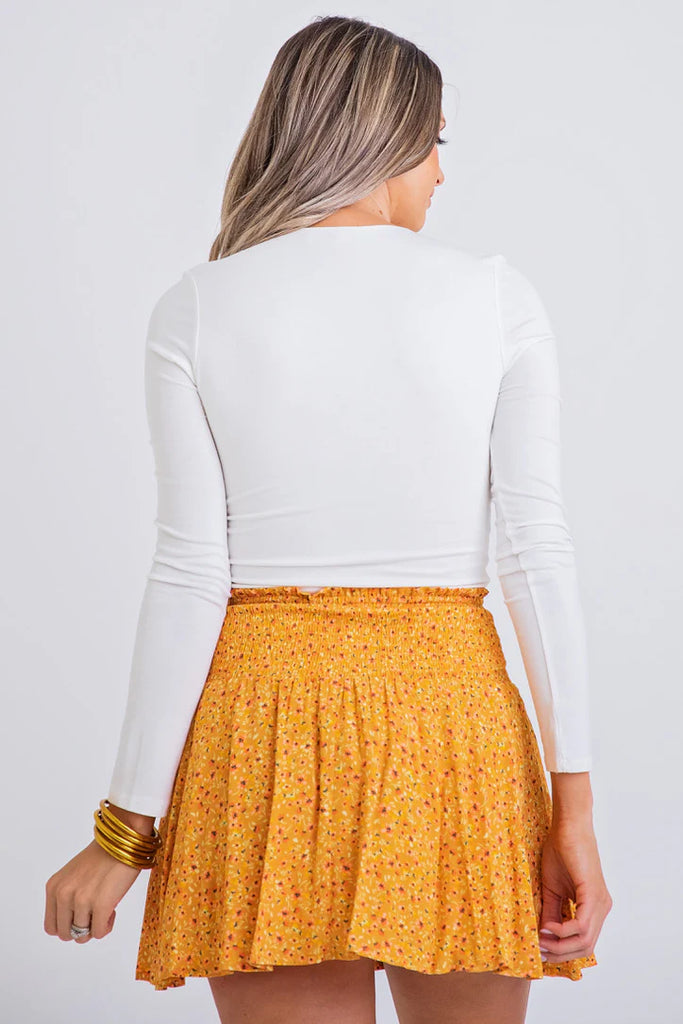 FINAL SALE - Mustard Ditzy Floral Smock Skort