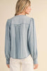 FINAL SALE - Chambray Denim Pintuck Detail Top