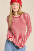 FINAL SALE - Ribbed Knit Striped Long Sleeve Top