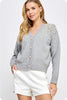 Pearl Stud Eyelet Knit Cardigan Sweater