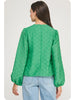 Emerald Pintuck Check Textured Puff Sleeve Blouse