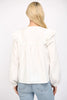 Off White Tuck Detail Tassel Trimmed Tie Neck Top