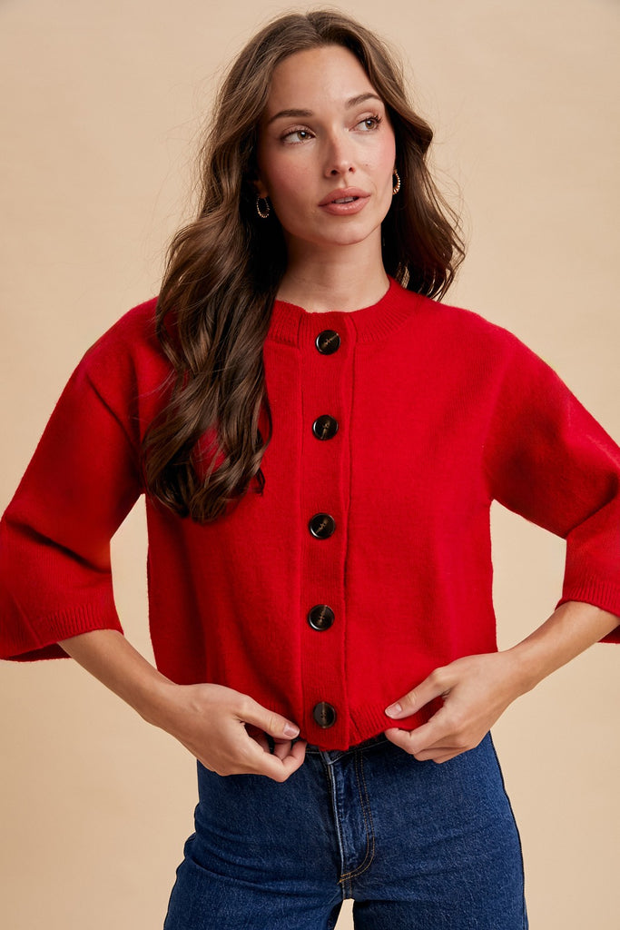 Half Sleeve Knit Cardigan