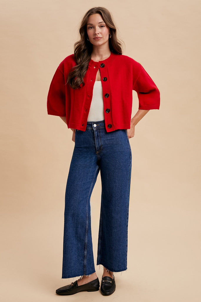 Half Sleeve Knit Cardigan