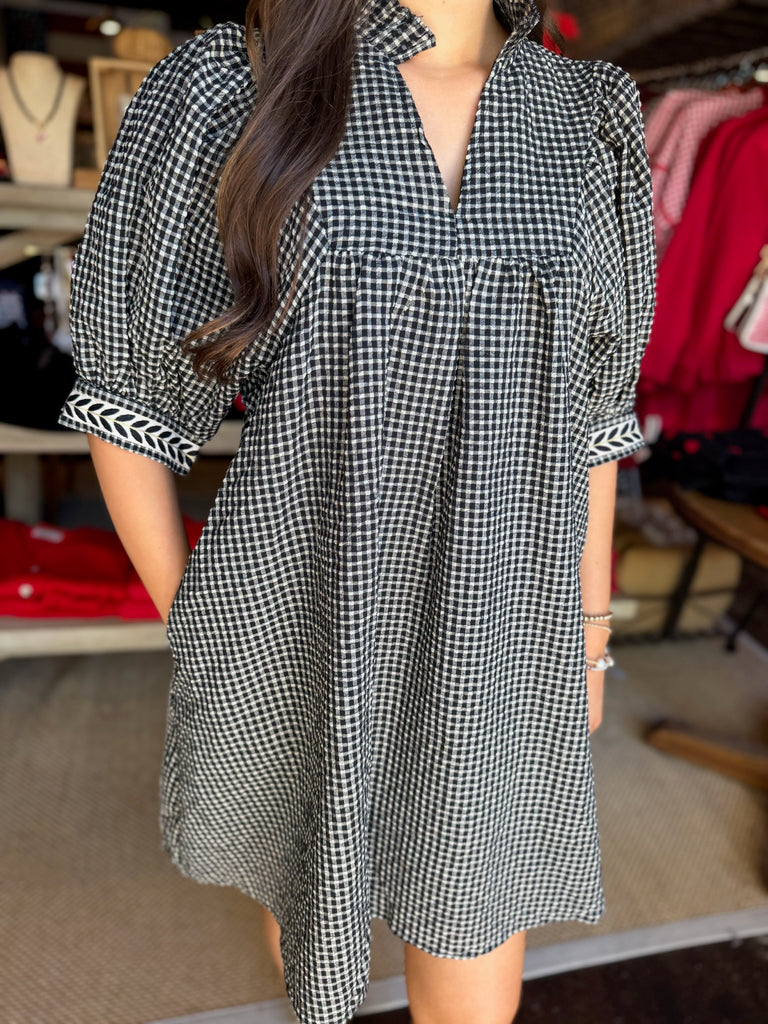 Black Check Short Dress