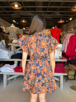 Mina Bubble Sleeve Printed Mini Dress