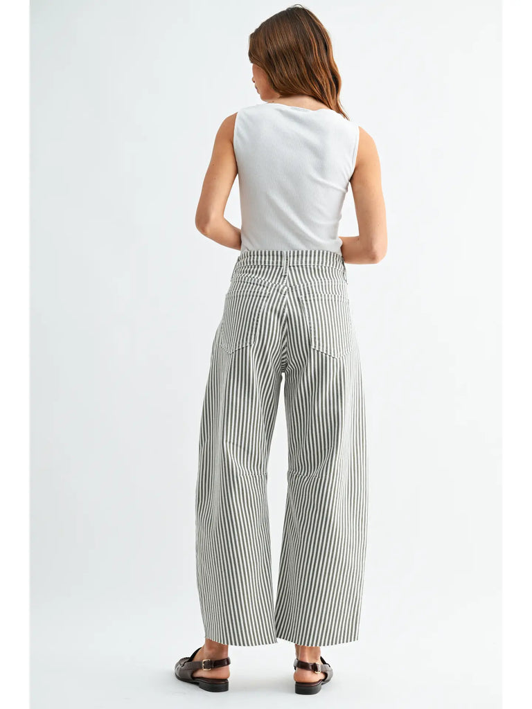 Stripe Barrel Jean w/ Seams