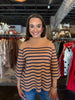 Stripe Pattern Mock Neck Sweater