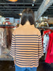 Stripe Pattern Mock Neck Sweater