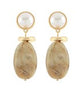 Cream/Beige Mable Stone Oval Drop Earrings