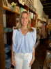Blue Stripe V-Neck Bubble Top