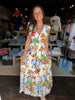 Picnic & Tropical Fruit Tie-Back Maxi Dress