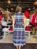 Navy Plaid Sleeveless Midi Dress