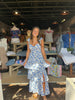 Covina Tiered Midi Dress Patty Floral Blue & White