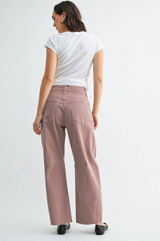 Stripe Barrel Jean w/ Seams